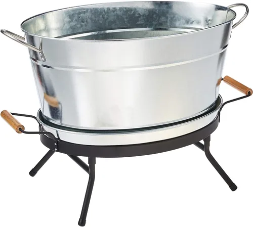 Tablecraft Juego de bañera para bebidas, 6 galones, galvanizado/negro