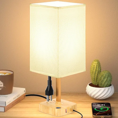 Miniatura 20 de Lámpara de mesa regulable cozoo USB para mesita de noche y escritorio con 2 puertos de carga USB (A+C) y 2 tomas de corriente, lámpara de mesita