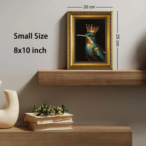 Miniatura 5 de YD&YZY Arte de pared de rana divertida para baño con marco dorado, lienzo de rana en el inodoro leyendo periódico, decoración de pared, pintura