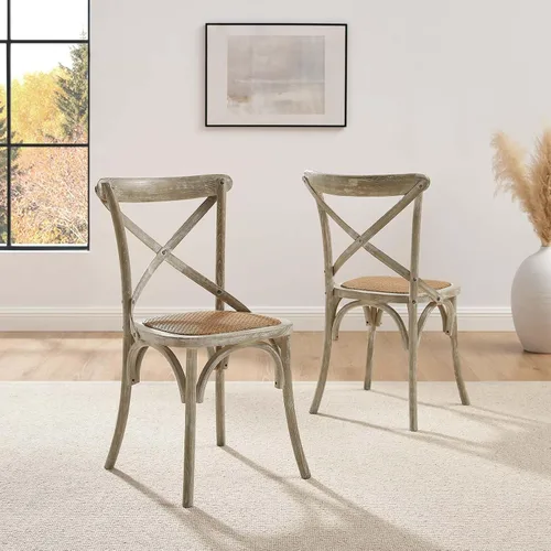 Miniatura 2 de Modway Gear - Sillas de comedor rústicas y modernas, de madera de olmo, dos sillas de comedor
