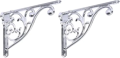Miniatura 66 de Soportes de estante de 4 pulgadas, paquete de 4 soportes de pared de latón antiguo de alta resistencia, estantes decorativos de cocina victoriana