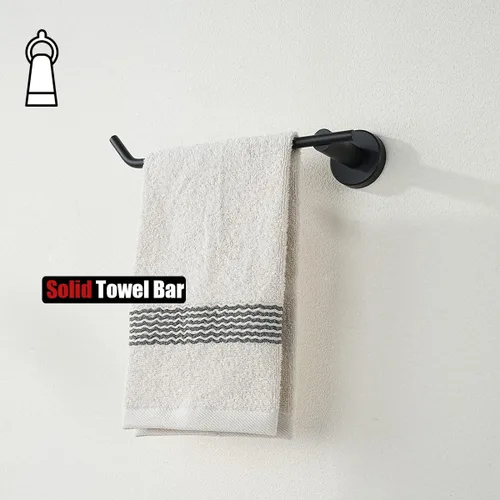 Miniatura 6 de JQK Toallero de mano negro, anillo de toalla de acero inoxidable para baño, soporte para collar de 9 pulgadas, soporte de pared negro mate, mano