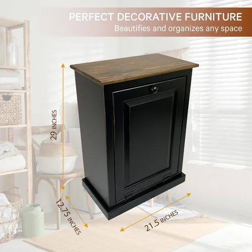 Miniatura 3 de Peaceful Classics Gabinete de Basura Abatible sin Cajón - Gabinete Extraíble de Madera, Gabinete Decorativo para Basura para Cocina, Dormitorio