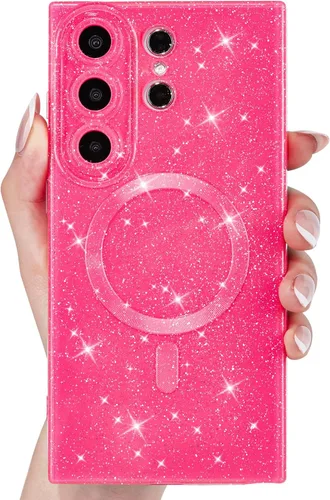 Miniatura 31 de Svanove Funda magnética con purpurina para Samsung Galaxy S22, compatible con Magsafe Cute, brillante, brillante, estética, dura y brillante