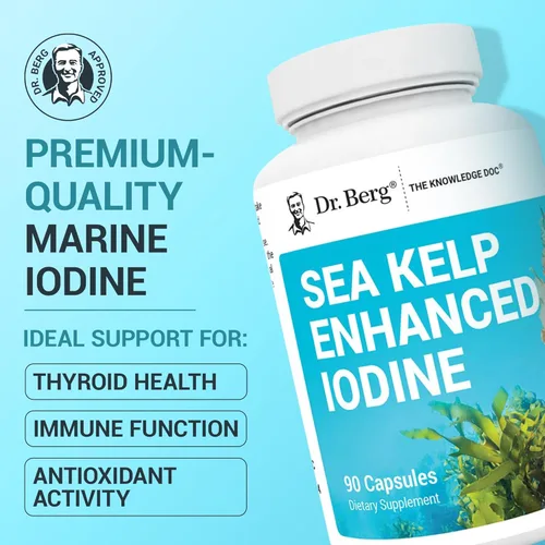 Miniatura 2 de Dr. Berg Sea Kelp Yodo mejorado - 200 mcg de yodo premium - Mezcla de algas marinas incluye algas azul-verdes Klamath y algas marinas - 90 cápsulas