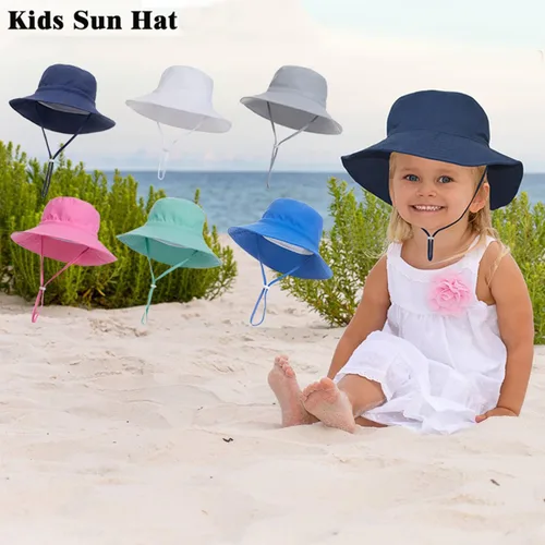 Miniatura 7 de Sombrero de sol para bebé de verano UPF 50+, sombrero de pescador de ala ancha, sombreros de playa para bebés niños y niñas de 0 a 6 años