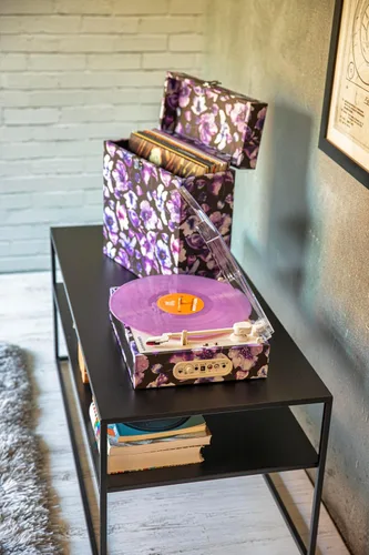 Miniatura 6 de Crosley CR6041A-BF Fusion - Juego de tocadiscos Bluetooth de 3 velocidades y estuche de transporte para registros, azul floral