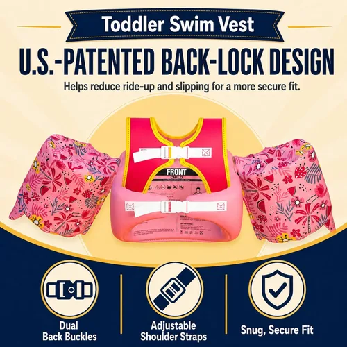 Miniatura 2 de Dark Lightning Chaleco de natación para niños de 2, 3, 4, 5, 6 y 7 años, flotadores para niños pequeños con alas de brazo de 30 a 50 libras, chaleco