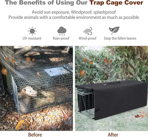 Miniatura 6 de Funda mejorada para jaula de animales vivos con ventana, trampa para gatos callejeros de 32 pulgadas, trampas plegables resistentes con puerta real