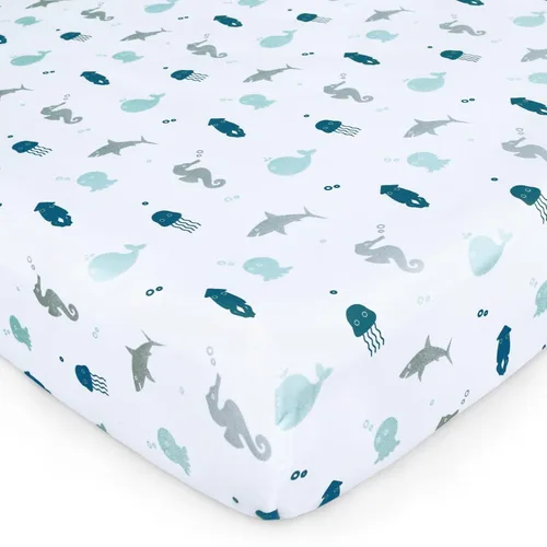 Miniatura 3 de Sábanas para cuna para niños o niñas, paquete de 2, sábana bajera ajustable de 52' x 28' para cuna estándar y colchón para niños pequeños