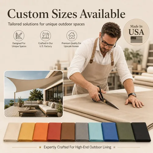 Miniatura 8 de ColourTree 6' x 6' Tamaño Personalizado Beige TADS9.5 Toldo Cuadrado Impermeable UPF50 Toldo de Sombra, 95% de Bloqueo UV y Resistente al Agua