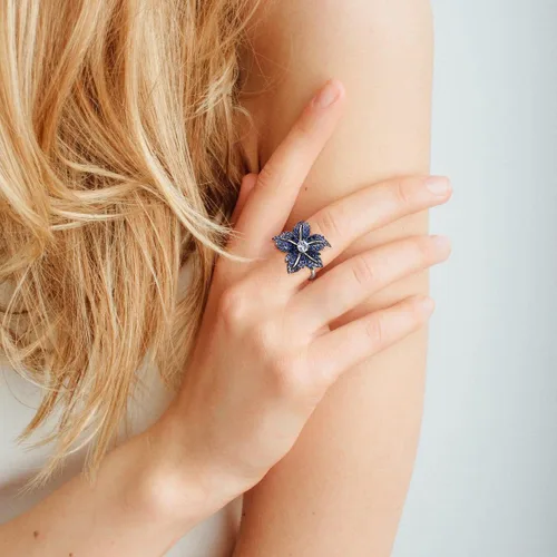 Miniatura 4 de Santuzza Anillo de plata de ley con piedras preciosas para mujer