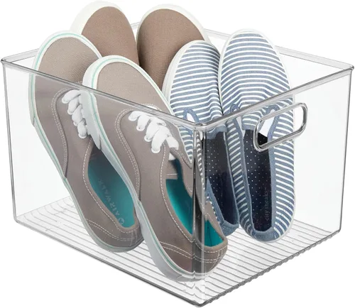 Miniatura 8 de mDesign Contenedor grande de plástico organizador de almacenamiento, organización de armario para pasillo, dormitorio, ropa de cama, abrigo