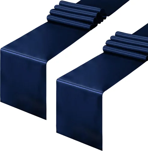 Miniatura 40 de Horbaunal - Juego de 12 caminos de mesa de satén azul claro de 12 x 108 pulgadas, caminos de mesa suaves para bodas, banquetes, fiestas de cumpleaños