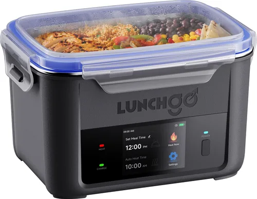 Miniatura 11 de LUNCHGO® G1 Fiambrera eléctrica inalámbrica con calefacción, con pilas, capacidad de 5 tazas, máximo de 250 °F, calefacción programada, calentador