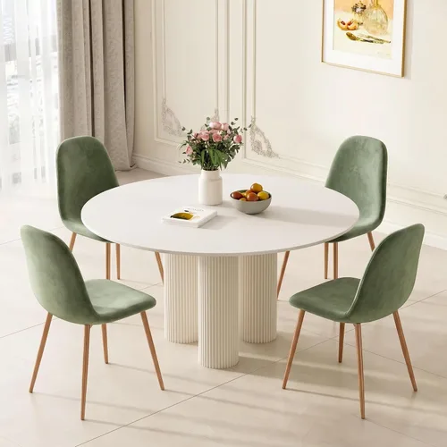 Juego de 4 sillas de comedor de terciopelo, color verde salvia, modernas, tapizadas, de tela, sin brazos, para cocina pequeña, sala de estar,