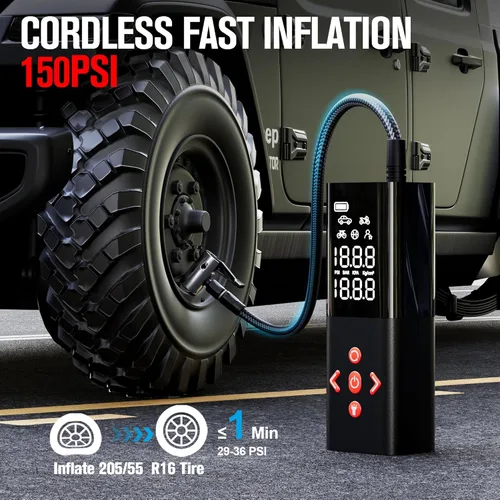 Miniatura 2 de GOOLOO Inflador de neumáticos AP150 Compresor de aire portátil, bomba de aire inalámbrica 2 veces más rápida de 150 PSI para neumáticos de automóvil