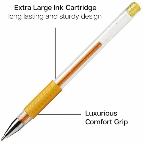 Miniatura 3 de KINGART Bolígrafos de gel de punta redonda con purpurina, 50 colores brillantes con comodidad de agarre suave, cartucho de tinta XL, más tinta