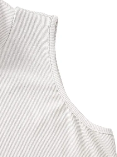 Miniatura 4 de Verdusa Camiseta corta básica sin mangas con cuello alto falso para mujer