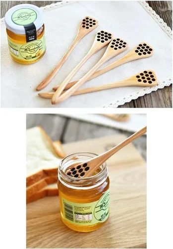 Miniatura 3 de Paquete de 12 cucharas de madera para mezclar miel, cuchara para mezclar café, vajilla para recuerdos de boda o fiesta