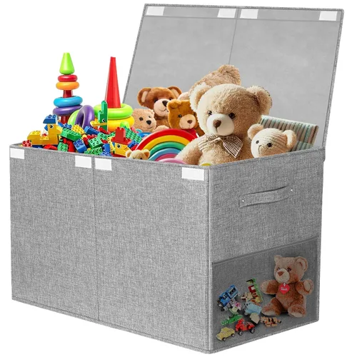 Caja grande de juguetes con tapa, organizador de almacenamiento de juguetes para niños y niñas, canasta grande de juguetes para sala de estar, sala