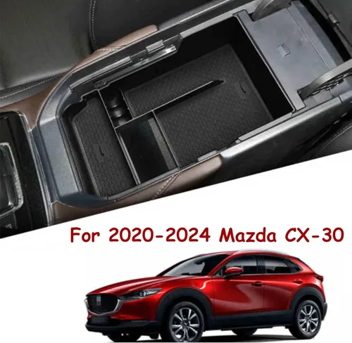 Miniatura 4 de TTCR-II Bandeja organizadora de consola central para Mazda CX-30 2020-2025 2026, caja de almacenamiento de guantes para reposabrazos central