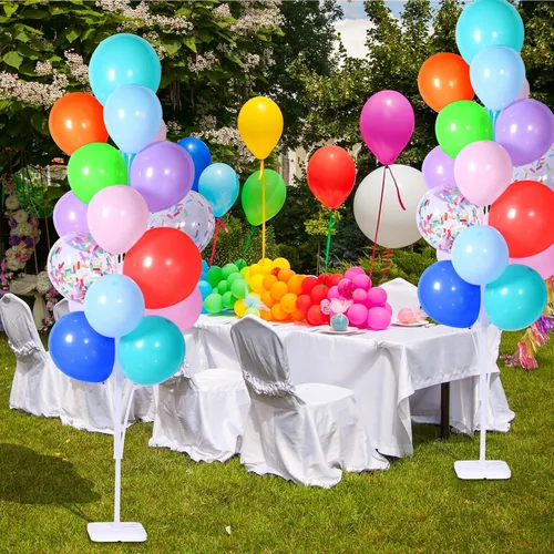 Miniatura 2 de Leyndo Juego de 4 soportes para globos de 63 pulgadas de altura transparente para soportes de suelo para centro de mesa para decoración