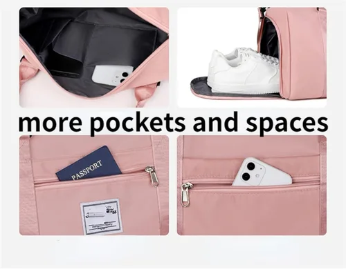 Miniatura 6 de Bolsa de gimnasio con compartimento para zapatos, bolsa de viaje impermeable para mujer, bolsa de mano para deporte, fin de semana, bolsa
