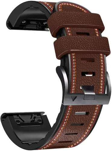 Miniatura 9 de Abanen Correas de reloj de ajuste rápido para Garmin Feinx 8/epix Pro/Tactix 8 (2.008 in), fibra de cuero con costuras de forro de silicona, correa