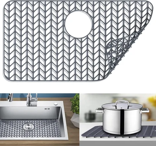 Miniatura 22 de Protectores de fregadero para fregadero de cocina de 12, 13, 16, 18, 19, 24, 26, 28, 29, 30 pulgadas, alfombrilla de silicona para fregadero