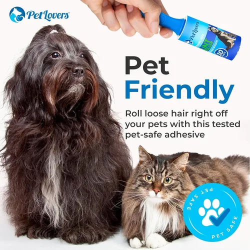 Miniatura 5 de PetLovers Juego de rodillo extra pegajoso para depilación de mascotas y ropa, removedor de pelusa de perros y gatos (azul, paquete de 4 mini)