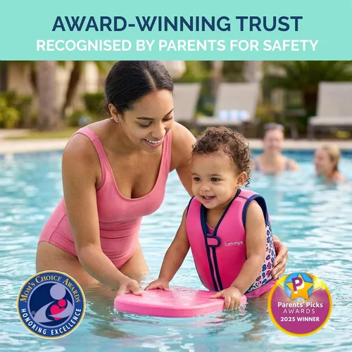 Miniatura 7 de Limmys Chaleco de natación para niños pequeños y niños, ayuda de natación de flotabilidad ajustable, certificado de seguridad CE, diseño galardonado