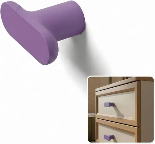 Miniatura 8 de ROUS Hardware Mid-Century - Perilla moderna con barra en T para gabinete, acabado mate de aluminio sólido rosa rubor para gabinetes y muebles