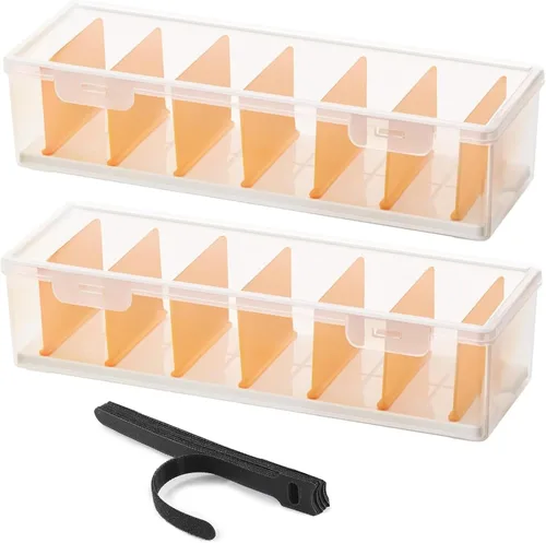 Paquete de 2 cajas organizadoras de cables transparentes con tapa, organizador de almacenamiento de cable de carga de plástico, organizadores de