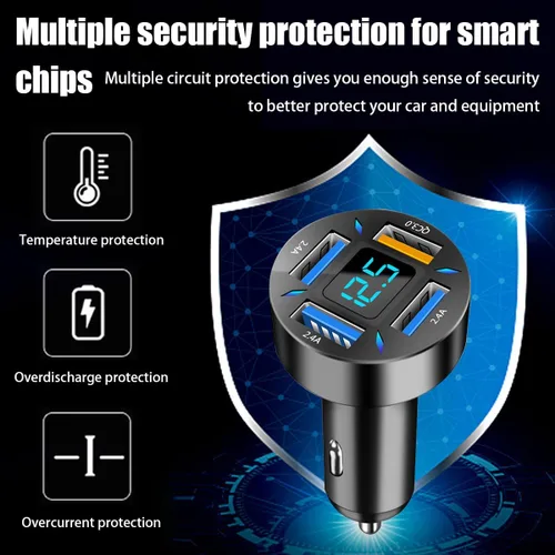 Miniatura 3 de Ankuee Cargador de coche USB de 4 puertos, carga súper rápida de 66 W con QC 3.0, PD 20 W y adaptador de cargador USB 2.4A, carga rápida con 1pcs