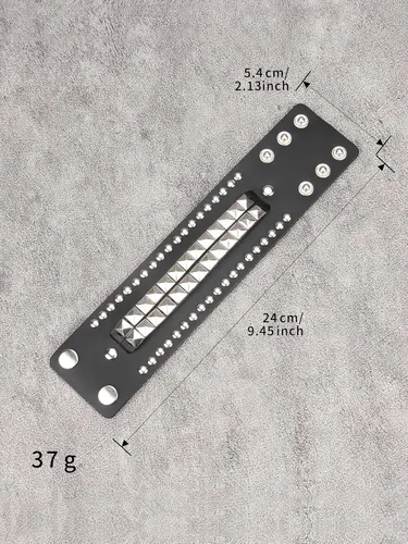 Miniatura 6 de Jeilwiy Pulseras de cuero punk para hombres, pulseras hechas a mano, brazalete ancho, joyería trenzada, color negro y marrón, ajustable, regalos