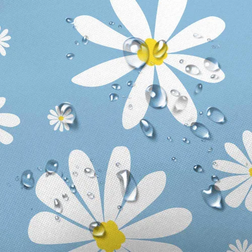 Miniatura 3 de Cortina de ducha con diseño floral de margaritas azules para caravana, remolque, baño, lindo juego de cortinas de ducha de tela estrecha y corta