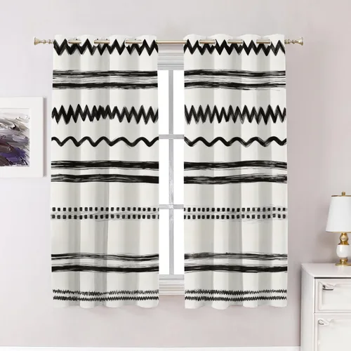 Miniatura 85 de Cortinas opacas de poliéster multicapa para cafetería, con diseño de diamantes, 2 unidades, 26 x 24 pulgadas
