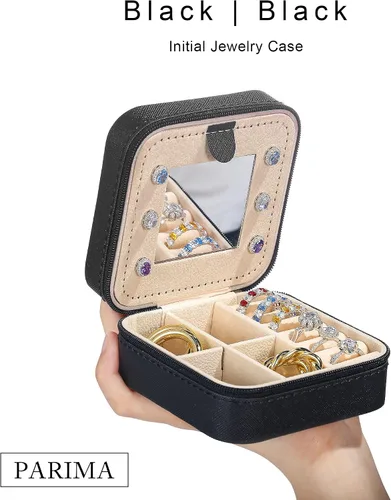 Miniatura 3 de Parima Regalos de graduación para ella, estuche de joyería de viaje de moda, regalos personalizados, joyero de viaje negro, regalos de cumpleaños
