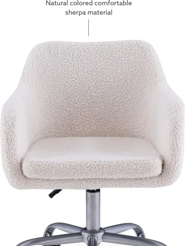 Miniatura 13 de Linon Home Decor Products Linon Brooklyn Sherpa - Silla de oficina, color marfil