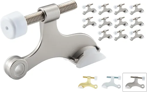 Miniatura 11 de HOME MASTER HARDWARE Tope de puerta con pasador de bisagra, paquete de 12 topes de puerta ajustables de color negro mate con puntas de parachoques