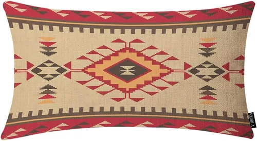 EKOBLA - Fundas de almohada oblongas con patrón étnico vintage, estampado tribal americano azteca, geométrico, bohemio, decorativo, para sofá, cama,