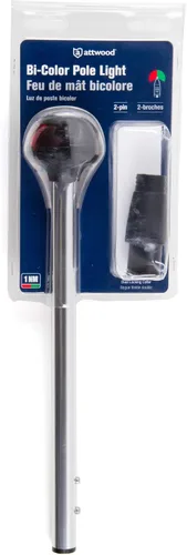 Miniatura 8 de attwood 5092-10-7 Pulsar - Luz de poste marino bicolor de 10 pulgadas para barco con base de montaje de 2 pines, plata, talla única