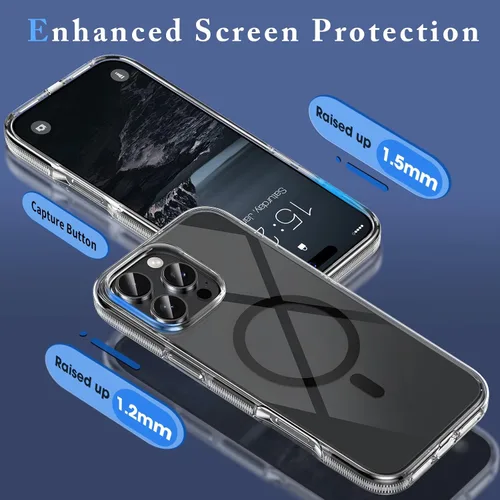 Miniatura 5 de MILPROX Compatible con iPhone 16 Pro Funda – con protector de pantalla – Compatible con MagSafe – Diseño magnético claro transparente – Que no se