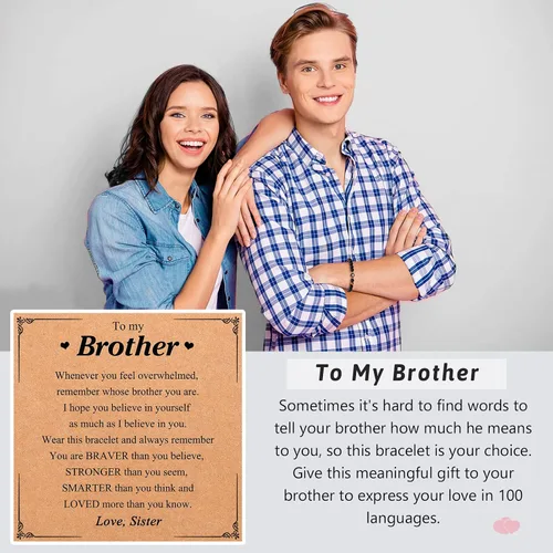 Miniatura 2 de Regalos para marido, hijo, nieto, sobrino, papá, novio, nuevo papá, hermano, padrastro, tío, te amo en 100 idiomas, pulsera ajustable para hombres