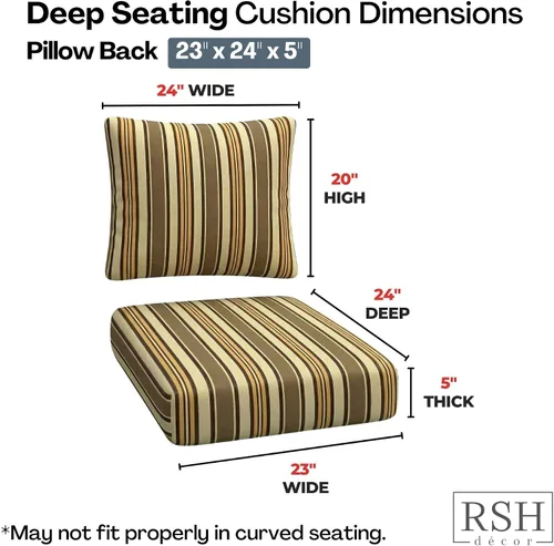 Miniatura 3 de RSH DECOR: Sunbrella - Cojín de asiento profundo con respaldo de almohada, asiento de 23 x 24 x 5 pulgadas, tela de rendimiento resistente al agua