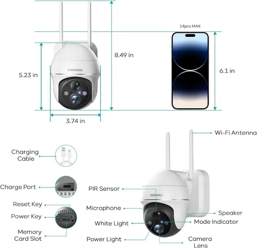 Miniatura 9 de ZUMIMALL Cámaras de seguridad solar 2K inalámbricas para exteriores, paquete de 4, cámaras solares para seguridad del hogar con vista de 360°