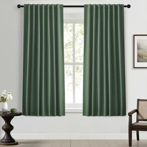 Miniatura 36 de UHITECH - Cortinas opacas beige para sala de estar, cortinas cortas de 35 pulgadas para habitación, cortinas negras para ventanas pequeñas, paneles