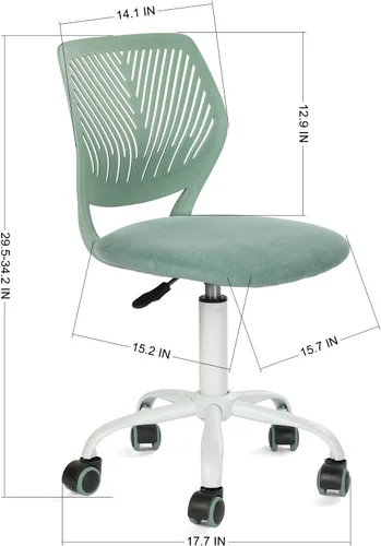 Miniatura 2 de FurnitureR Silla de escritorio para adolescentes, niños y niñas, silla de tareas con malla transpirable y polipropileno con respaldo medio, altura