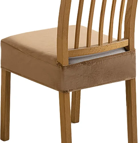 Miniatura 20 de Soft Dining Chair Seat Covers Set of 2, Velvet Seat Covers for Dining Room Chair Removable Washable Dining Room Chair Covers-Beige-2 Piece